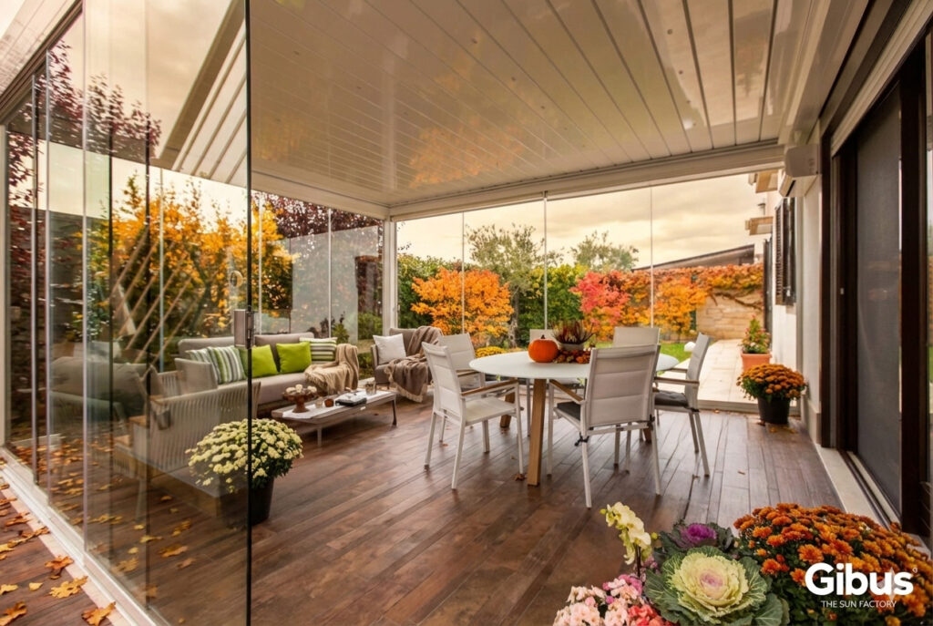 Inverno in pergola bioclimatica chiusa